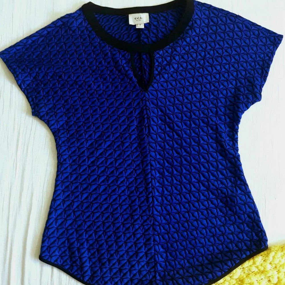 ECI Keyhole Cute Royal Blue Stretch Top